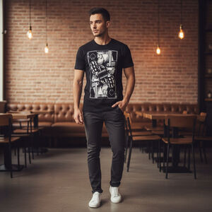 Men's La Familia Black Graphic Tee Size M